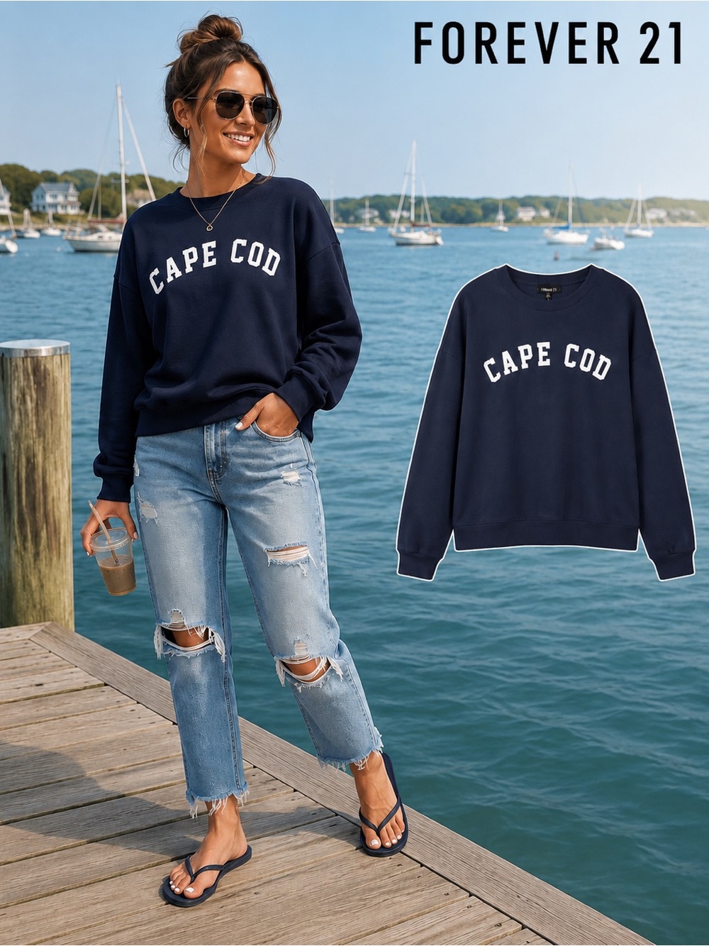 Forever 21 Cape Cod Destination Fleece Sweatshirt